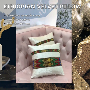 Nouvelle Housse de Coussin Carrée en Velours Brodé, Style Vintage, Motif Traditionnel Éthiopien, Érythréen, Tigray, Oromia, pour la Maison - Product Image 3