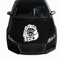 Calcomanía de Vinilo Personalizada con Cabeza de León Roja para Capó de Coche, Gráfico Tribal, Adhesivo de Carreras para Vehículos Negros
