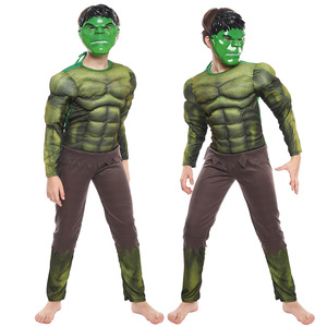 Disfraz de Hulk para niños, traje muscular, traje de fiesta de Halloween de los Vengadores, material de poliéster y algodón de spandex verde - Product Image 2