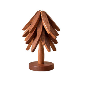 Sous-verres isolants en bois en forme d'arbre, décorations de table en bois naturel - Product Image 5