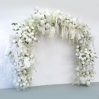 Ensemble d'arche florale de mariage en soie blanche, fini, décoration de fond de cérémonie en extérieur, arrangement floral artificiel