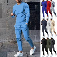 Ensemble deux pièces pour homme grande taille, t-shirt à manches longues et pantalon, 100% polyester, idéal pour le dropshipping hivernal