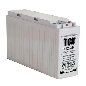 Bateria solar 48v 100ah 150ah 200ah, bateria de gel agm chumbo ácido tcs SL12-75FT 12v75ah