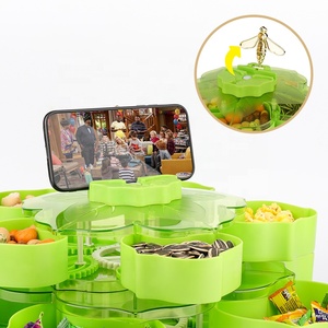 Anjuke Trung Quốc đôi xoay đồ ăn nhẹ Nut khay điện thoại chủ Snack hộp lưu trữ các loại hạt tổ chức trái cây sấy khô tấm bát - Product Image 3