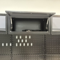 Banc de travail industriel en acier inoxydable avec armoire à outils, 3 armoires supérieures, panneau perforé et tiroirs verrouillables pour atelier et garage