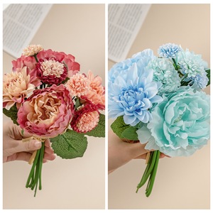 CallaFloral Bouquet de pivoines et de dahlias artificiels en polyester, décoration intérieure, fleurs de mariage, bouquet GF16399 - Product Image 3