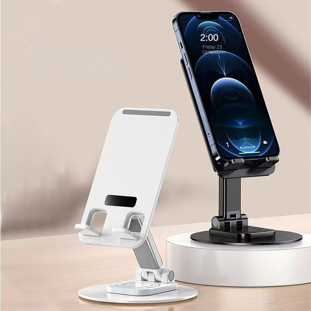 360 Retractable Metal Phone Stand Lightweight Tablet Cell Phone Holder Adjustable Foldable Desktop Phone Mount Bracket