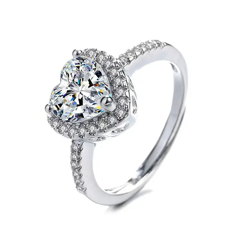 Cincin berlian klasik bundar 1 karat, cincin zirkon bentuk bundar bisa disesuaikan