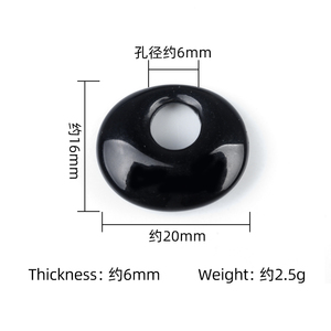 Manik-manik Batu Akik <span class=keywords><strong>Onyx</strong></span> Hitam Bulat 16x20mm Lubang Samping Besar 6mm Liontin Gantungan Aksesoris DIY Gelang Kalung Zitian KS-1763 - Product Image 3