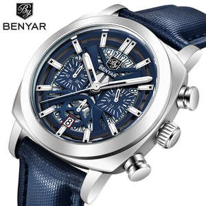 Nuevo Reloj BENYAR BY-5205 para Hombre, Marca de Moda, Correa de Cuero, Resistente al Agua, Deportivo, Cronógrafo de Cuarzo, 2025 - Product Image 1