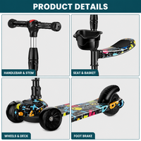 Trottinette 3 en 1 pour enfants, pliable, trois roues en PU, cadre en acier haute teneur en carbone, siège inclus, directement du fabricant