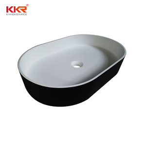 Lavabo de Baño de Diseño Moderno KKR, Lavabo de Superficie Sólida de Piedra Artificial con Cubierta de Atone - Product Image 4
