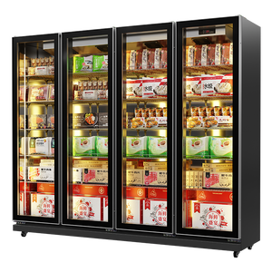 Congelador Vertical Comercial con Puerta de Vidrio y 4 Compartimentos de Exhibición para Almacenamiento de Alimentos Crudos en Supermercados y Tiendas - Product Image 1