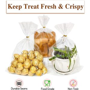 100 Pcs Clear Cellophane <b>Bags</b>: 10x14 Inch Cellophane Treat <b>Bags</b> with Twist Ties for Candy Cookie Goodie <b>Packing</b>, Clear - Product Image 4