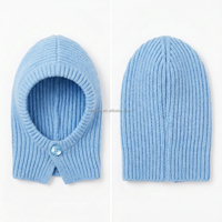 Bonnet Balaclava en Coton Doux et Confortable pour Animaux de Compagnie, Tricot Côtelé Bleu Clair, Fermeture à Boutons, Hiver, pour Chiens et Chats de Petite Taille, Teddy, Bichon