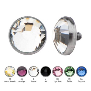 Giometal ASTM F136 titanio Mico Piercing dérmico Tops con bisel Set Crystal Gems Helix Tragus Body Piercing joyería al por mayor - Product Image 2