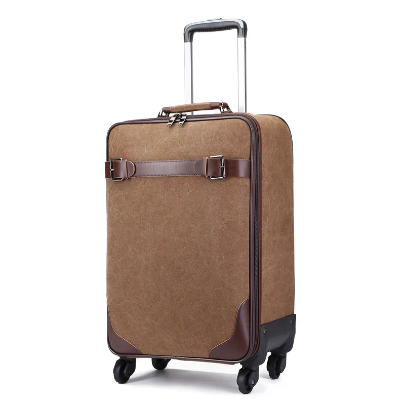 फैक्टरी बिक्री टिकाऊ Weekender पुरुषों सैक Valise कैनवास यात्रा सूटकेस सामान पर ताला ट्राली बैग ले जाने बैग