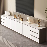 Juego de Muebles de Sala de Estar de Diseño Moderno para Toda la Casa, Incluye Mesa Consola de Madera, Armarios de Almacenamiento, Soporte de TV LED