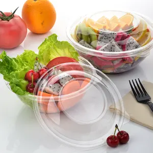 Биоразлагаемая одноразовая миска для салата с крышкой, пластиковая упаковка, 700 мл, макароны и Салатница для салата, индивидуальная круглая коробка для еды