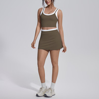 Ensemble de yoga color-block effet seconde peau : débardeur et pantalon moulants, séchage rapide, pour course et fitness