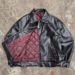 Chaqueta <span class=keywords><strong>de</strong></span> Motociclista Personalizada con Cremallera, Estilo Urbano, Acolchada, <span class=keywords><strong>de</strong></span> Cuero Sintético, para Hombre - Product Image 4