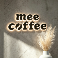 Lettres en acrylique personnalisées rétroéclairées par LED, multicolores, résistantes à l'eau, lettres en relief 3D avec halo lumineux pour la décoration de la façade d'un café