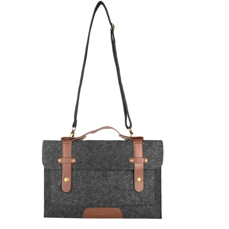 2020 Fashion Felt Laptop Tote Leather Bags Wholesale Portfolio Case with Leather