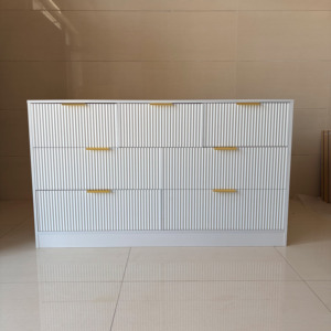 JIAMEIJIA Modern <strong>White</strong> Fluted 7-<strong>Drawer</strong> Dresser with Gold Handles - Luxury Ribbed Bedroom <strong>Chest</strong> <strong>of</strong> <strong>Drawers</strong> - Product Image 5