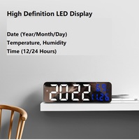 Jam layar besar meja, dekorasi rumah jam Digital Remote Control tanggal Minggu tampilan suhu jam dinding LED untuk ruang tamu kamar tidur