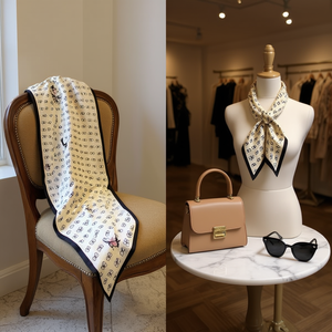 Pañuelo Cuadrado con Estampado de Mariposas 70x70cm, Estilo Seda, Accesorio de Moda para Mujer - Product Image 1