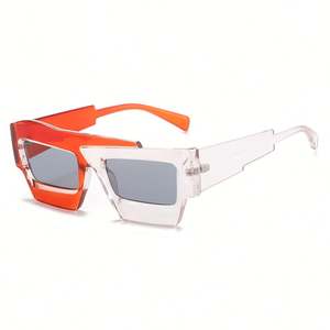 Gafas de Sol Personalizadas con Logotipo, Gafas de Sol Cuadradas Irregulares de Doble Color Retro para Mujer, Protección UV400, Color Morado y Rosa - Product Image 5