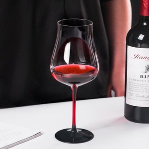 Calice da Vino in Cristallo di Bordeaux Fatto a Mano di Alta Qualità, Lussuoso Bicchiere da Vino Rosso con Stelo Lungo e Base Nera di <span class=keywords><strong>Grande</strong></span> Capacità - Product Image 4
