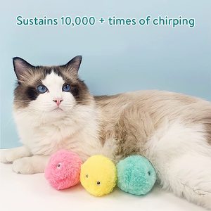 Il cinguettio personalizzato delle palle di gatto 2025 aggiornato Pack giocattoli interattivi Kicker gatto realistico cinguettio animale suona divertente gattino - Product Image 4