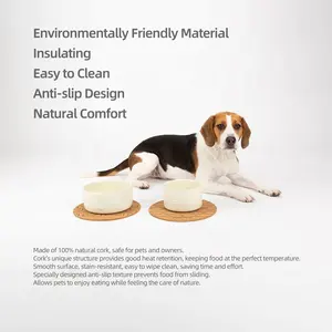Tappetino per alimenti per animali domestici in sughero rotondo ecologico per cani e gatti