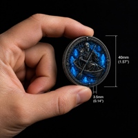 Pièce de monnaie commémorative personnalisée 3D en relief, Charon, émail bleu de luxe, Pièce de défi « Faisceau de âmes » pour collection mythique, cadeau