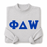 Sweat-shirt à col rond en chenille brodé sur mesure avec application de trois lettres grecques pour cadeau d'initiation universitaire ou de fraternité