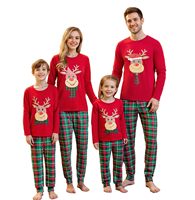 Ensembles de pyjamas thermiques romantiques à thème animalier pour l'automne et Noël, pour couples, familles et enfants, vêtements de nuit doux assortis à taille élastique