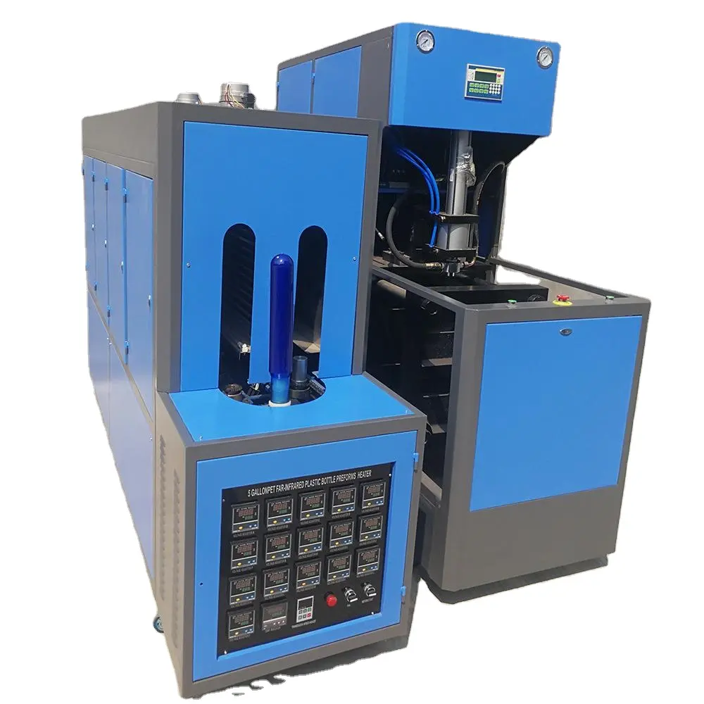 ماكينة شبه آلية عالية الجودة لخط إنتاج زجاجات كاملة، ماكينة قولبة بالنفخ للمياه المعدنية البلاستيكية