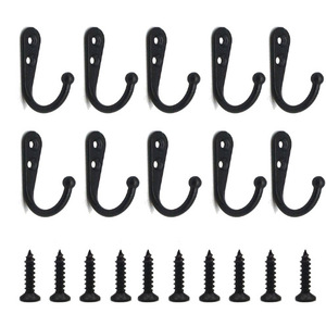 O'Leeford <b>Wall</b> <b>Hooks</b> 10 Pack Black Vintage Style Coat <b>Hooks</b> for Kitchen Bathroom Lightweight <b>Wall</b> Mounted Type - Product Image 1