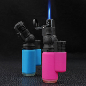 Senter Mini desain klasik, pemantik api biru butana dapat ditiup tahan angin bahan logam dan plastik untuk penggunaan rokok - Product Image 1