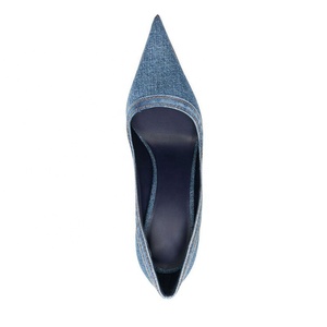Escarpins à talons aiguilles ultra fins en jean chic pour femme, grande taille 45, à bout pointu - Product Image 3