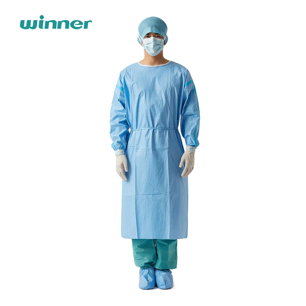 hot sales AAMI level3 58gsm purcotton disposable hospital surgical isolation gowns