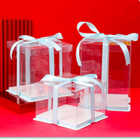 Boîtes à gâteaux transparentes et personnalisées, boîtes à pâtisserie avec ruban, longues, transparentes et avec couvercle, pièces