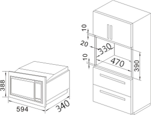 Lò vi sóng âm tủ 24 inch (60cm) dung tích 0.7 Cu.ft. Lò vi sóng màu đen, dung tích 20L, điều khiển cảm ứng - Product Image 4