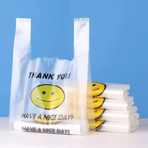 Premium & Eco-Friendly Disposable PE Plastic T-Shirt Bags 'Smile Thank You' Merchandise Bags for Supermarket Customers