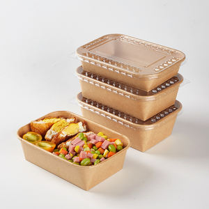 Caja de Papel Kraft Transparente con Tapa, Ecológica, Impermeable y Apta para Microondas, para Envasar <span class=keywords><strong>Comida</strong></span> Rápida, Sushi y Postres, Platos Desechables - Product Image 1