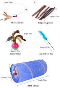 Kattentunnel Multi-Style Combinatie Katten Speelgoed Kattenstok Bel Bal Interactief 18 Stuks per Set - Product Image 4