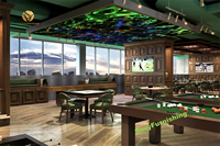 Design d'intérieur de bar sportif de style britannique, mobilier de bar moderne pour club sportif, salon de billard classique, idée de bar sportif en bois