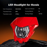 Lampu Depan LED Bersertifikasi E-mark dengan Masker Merah untuk Motor Enduro Lampu Depan LED untuk Sepeda Motor Off-road Kawasaki