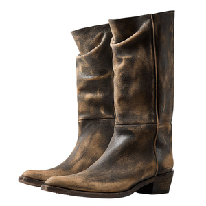 Big Size 46 Women Pointy Toe Mid Calf Booties Medium Square Chunky Heels Short <b>Boots</b> Cowboy Western Style Shoes - Product Image 1